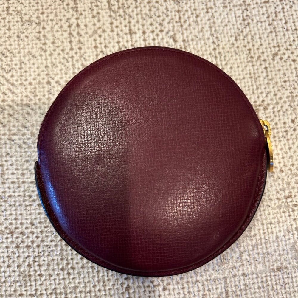 Cartier Coin Case Must Leather Bordeaux with Gold Hardware - Picture 2 of 4